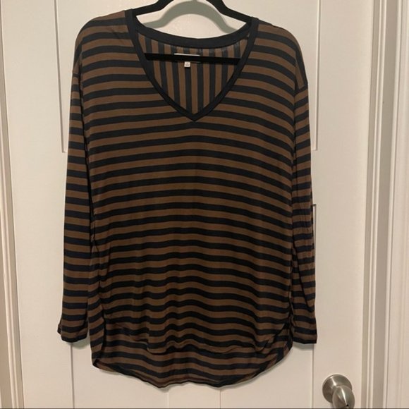 Madewell size small brown and black striped long sleeve t-shirt! - Picture 1 of 4